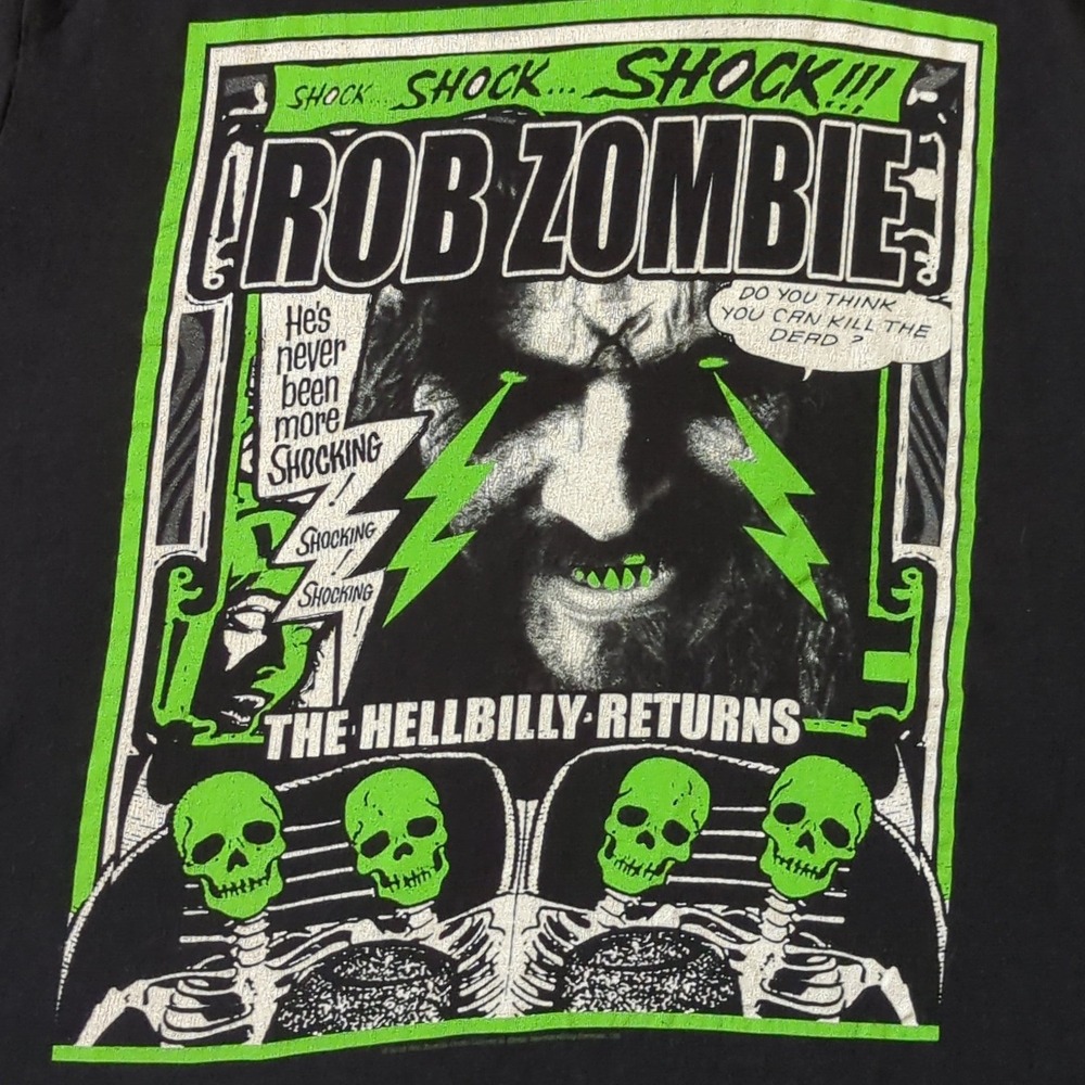 Rob Zombie The Hellbilly‎ Returns Shirt Mens Medium Black Green Horror Rock Tee